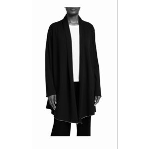 New Frank & Eileen Black Long Open Duster Triple Fleece M/L